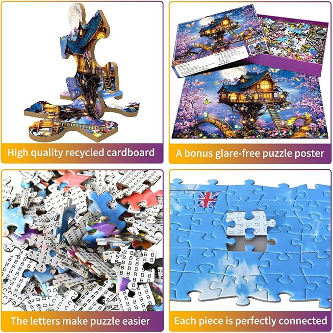 HUADADA 1000 Piece Puzzles for Adults - Elf Tree House - Jigsaw Puzzles for Adults 1000 Piece Fairy Tale House Educational Games Colorful Puzzles for Home Decoration