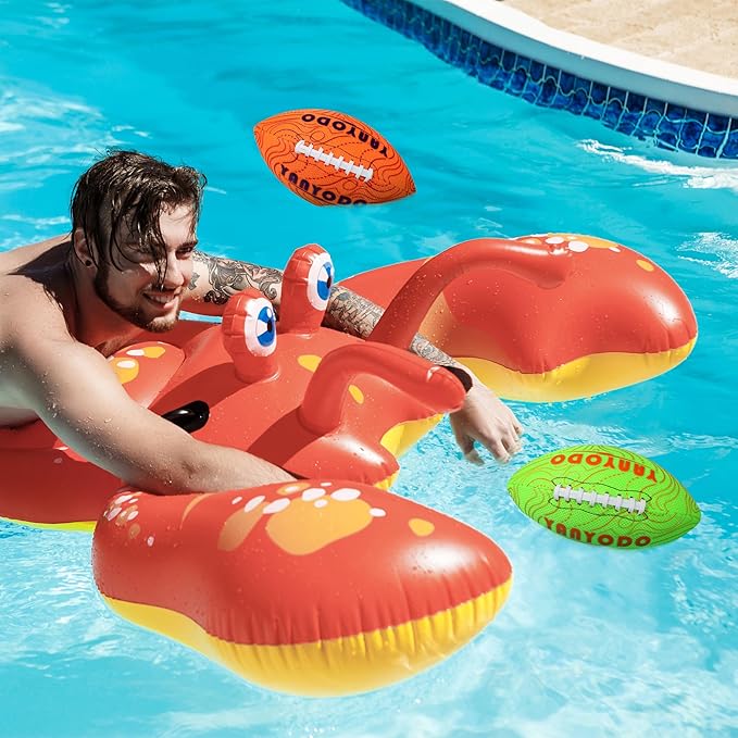 Pool Beach Water Football - 2 Pack Waterproof Football Great Grip for Swimming Pool Beach Lake Park Backyard Outdoor Play(Size 6,Orange&Green)