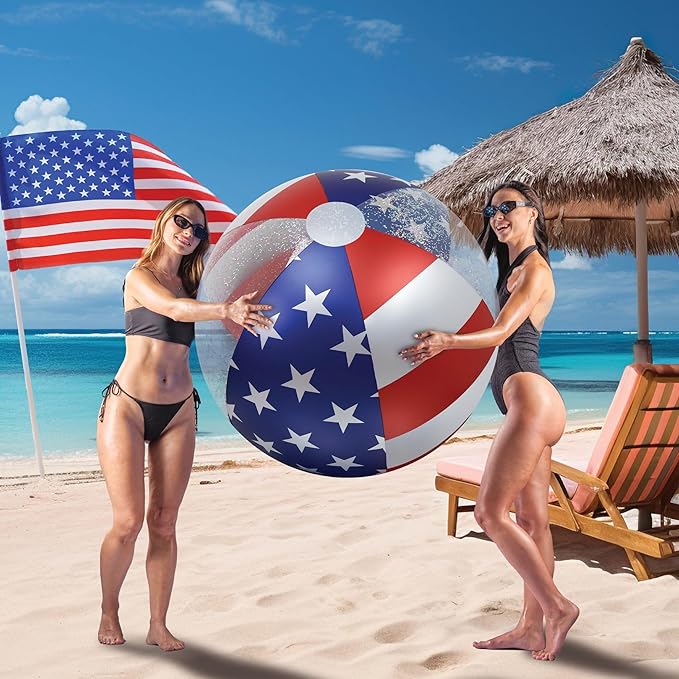 POZA Inflatable Beach Balls - Elegant Glitter Confetti Premium Floaters, Heavy Duty Vinyl Floatation Pool Toys for Pool Beach Party, UV Resistant Pool Décor