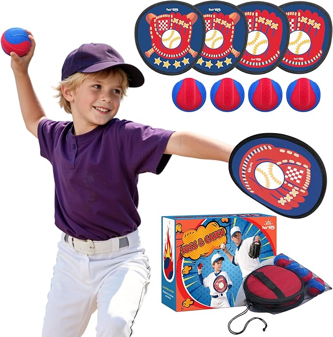 Toss and Catch Ball Game Set for Kids 3-5, Kids Toddler Baseball Glove & Catch Ball Toys,Kids Outdoor Games for Family, Toys for Beach Pool Yard Outside, Birthday Gift for Ages 3 4 5 6 7 8-12