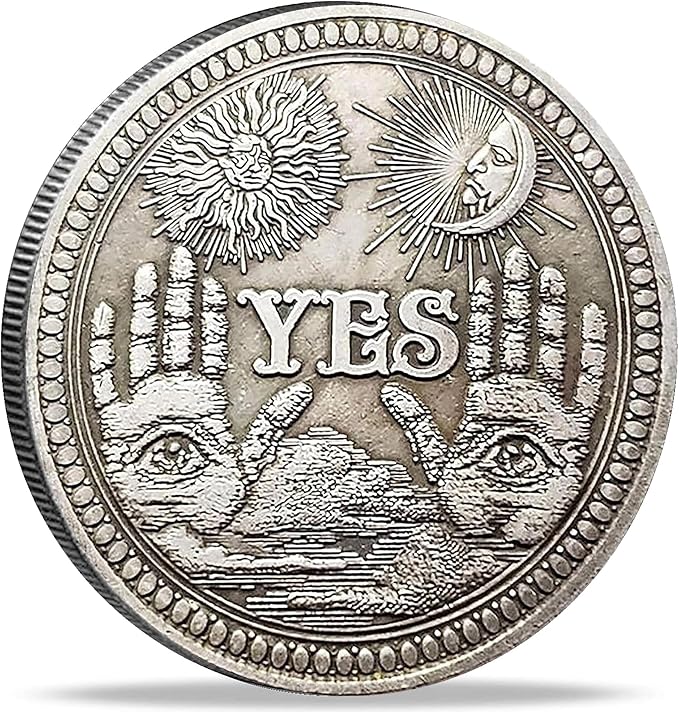 Yes No Challenge Coin Decision Maker Divination Coin(Silver)