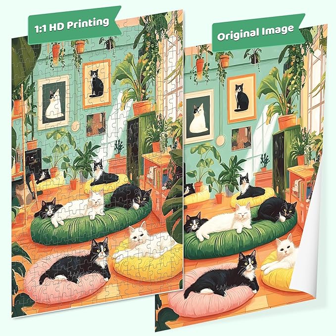 Jigsaw Puzzles 300 Pieces for Adults,300 Piece Puzzles for Kids Ages 8-10 10-12 Cat Aniamls Puzzle 300 Pieces Easy Jigsaw Puzzles Challenging Puzzles Family Activity Game Nights Gift Toy 20.5x15 in