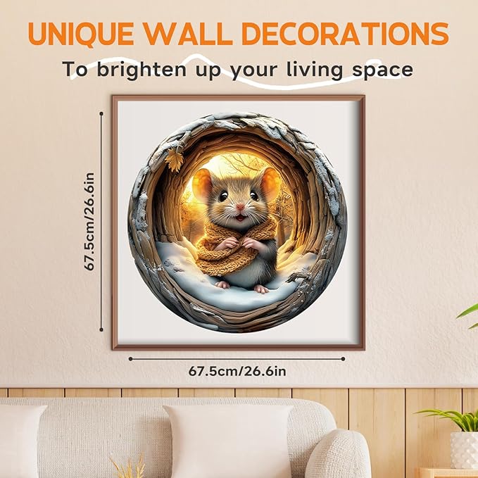 Round Puzzles for Adults 1000 Pieces, Hard Difficult Challenging Puzzles for Adults, 3D Cave Mouse Jigsaw Puzzles 1000 Pieces for Seniors, 3D Visual Flat Puzzle (26.6 x 26.6in)