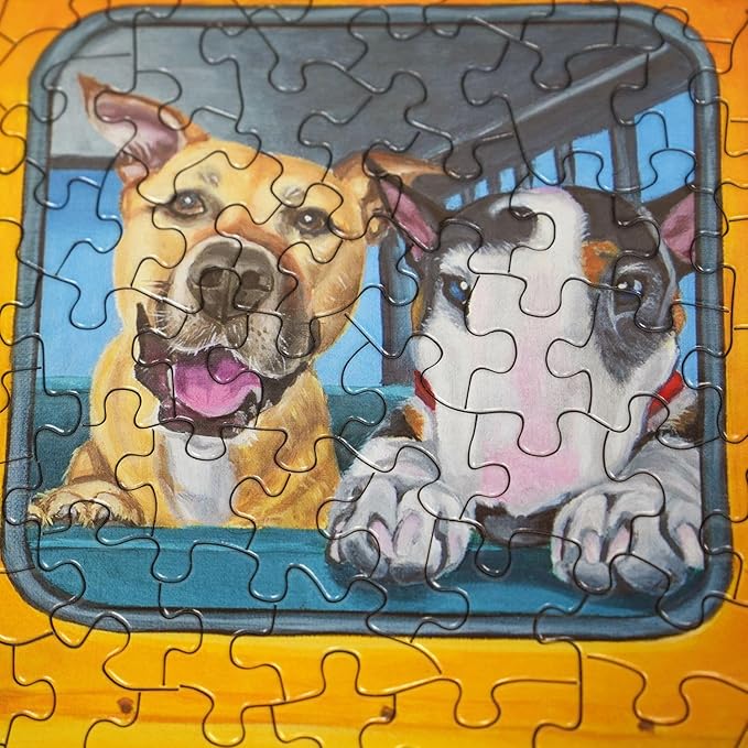 Springbok Happy Bus 500 Piece Jigsaw Puzzle for Adults and Kids - Dog Lovers Will Enjoy This Illustration by Artist Carol Luz of Lots of Happy Dogs on The schoolbus.