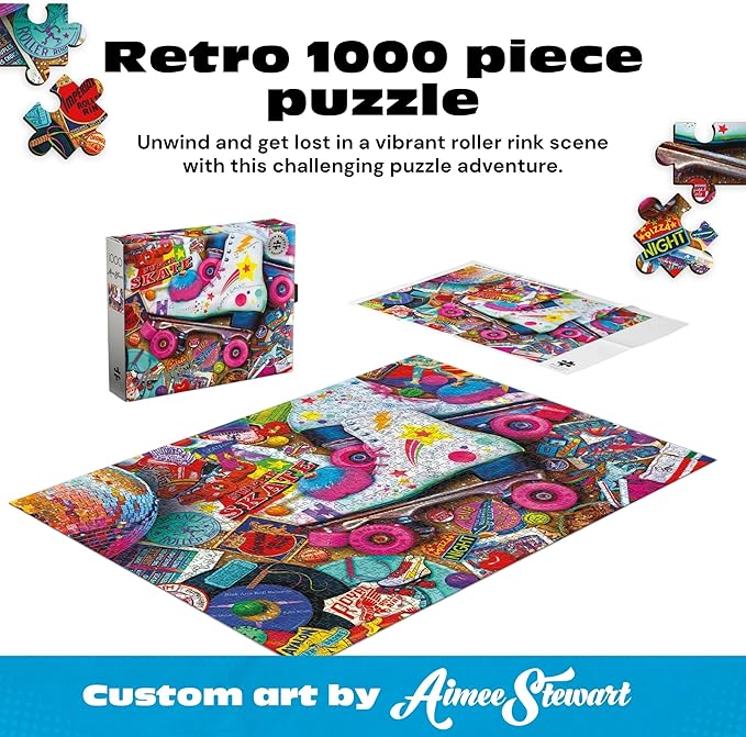 Buffalo Games - Aimee Stewart Skate Night 1000 Piece Puzzle Puzzles for Adults Silver Select Premium Jigsaw Puzzle with Full Color Reference Poster