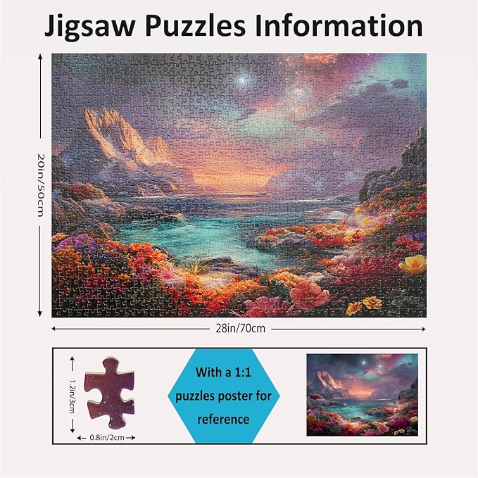 Jigsaw Puzzles for Adults 1000 Pieces Impossible Hard Difficult Challenging Puzzles for Teens Mountain Sea Ocean Flowers Galaxy Night Landscape Jigsaw Puzzle 1000 Pieces 28 x 20 inch