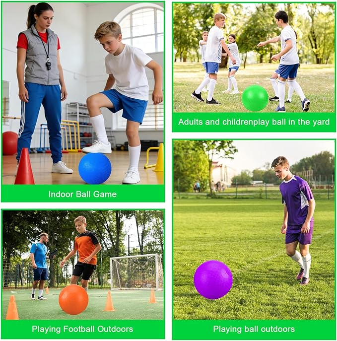Huaerle 18 Pcs Sports Kickball Set Includes 2 Playground Ball with Air Pump 4 Rubber Throw Down Bases 10 Foul Line Cones and a Flip Scoreboard for Boys Girls Adults Playground School Backyard