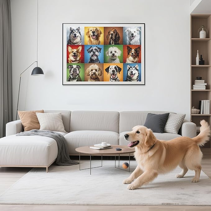 Nattork Jigsaw Puzzle 1000 Pieces for Adults, Colorful Dogs,Challenging Adult Puzzles for Christmas Decor & Gift