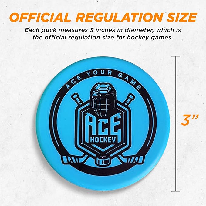 ACE HOCKEY Foam Pucks - Set of 3 Indoor Knee Hockey Pucks - Soft Hockey Pucks, Official Regulation Size 3" Floor Hockey Pucks - Blue, Red, Purple Colors
