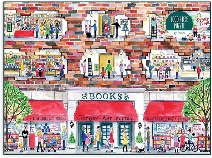 Galison Michael Storrings A Day at The Bookstore 1000 Piece Puzzle from Galison - Beautifully Illustrated Jigsaw Puzzle of a Local Bookstore, 27" x 20" Fun & Challenging, Unique Gift Idea