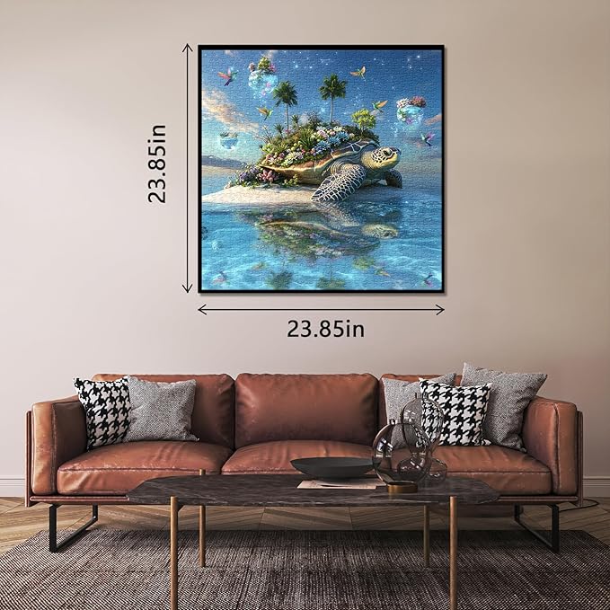 Sea Turtle Puzzle 1000 Piece for Adults, Nature Plant Animal Jigsaw Puzzles, Difficult Ocean Island Art Puzzle as Turtle Decor