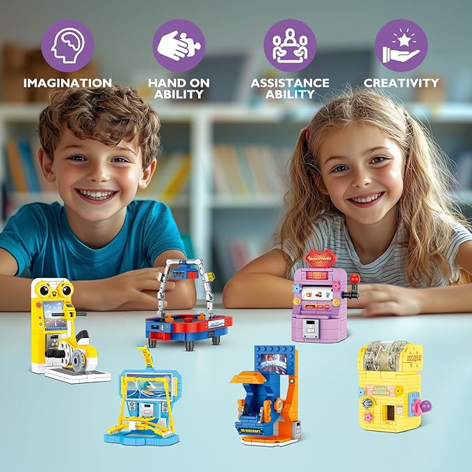 JMBricklayer Funny Game Party Favors Building Set 20127, 6 Mini Game Console Collectible Model, Micro Blocks Sets Toys Party Supplies Gifts, Goodie Bags, Birthday, Christmas