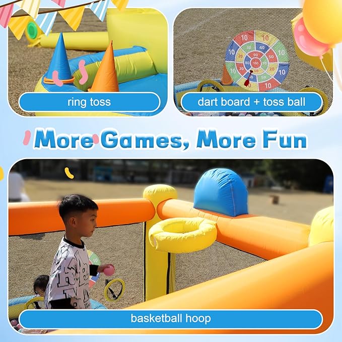 Inflatable Bounce House for Kids with UL Blower Portable, Large Ball Pool and Jump Space 3in1 Bouncy Castles Spacious Joy-Room Bounce House for Kids 3-12 (Oxford Material-9.3' L X 8.2' W X 6' H)
