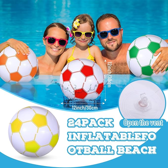 Chivao Inflatable Soccer Beach Balls 16 Inch Beach Balls Bulk Soccer Party Favors Summer Swimming Pool Games for Sports Outdoor Activity Party Decoration Supplies