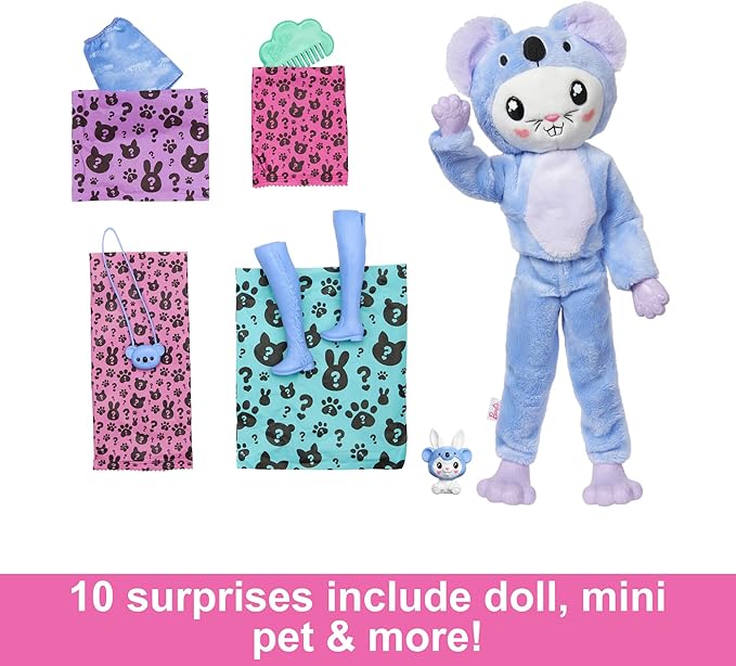 Barbie Cutie Reveal Doll & Accessories with Animal Costume & 10 Surprises Including Color Change, Bunny as a Koala in Costume-Themed Series