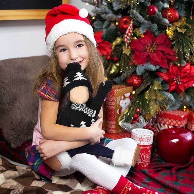 Bencailor 6 Pcs 18 Inch Christmas Doll Clothes and Accessories Winter Outfits Set Sweaters Trousers Hats Shoes Gloves for 18 Inch Doll Gifts(Black, White)