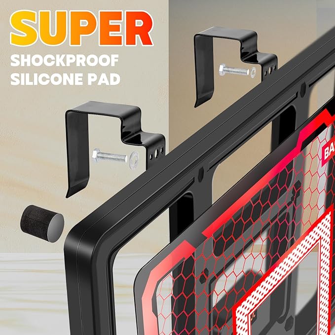 Indoor Basketball Hoop Pro for Kids, Over The Door Basketball Hoop with LED Light/Scoreboard/4 Balls- Upgraded Anti-Impact Backboard, Basketball Toys Gifts for 6 7 8 9 10 11 12 Year Old Boys