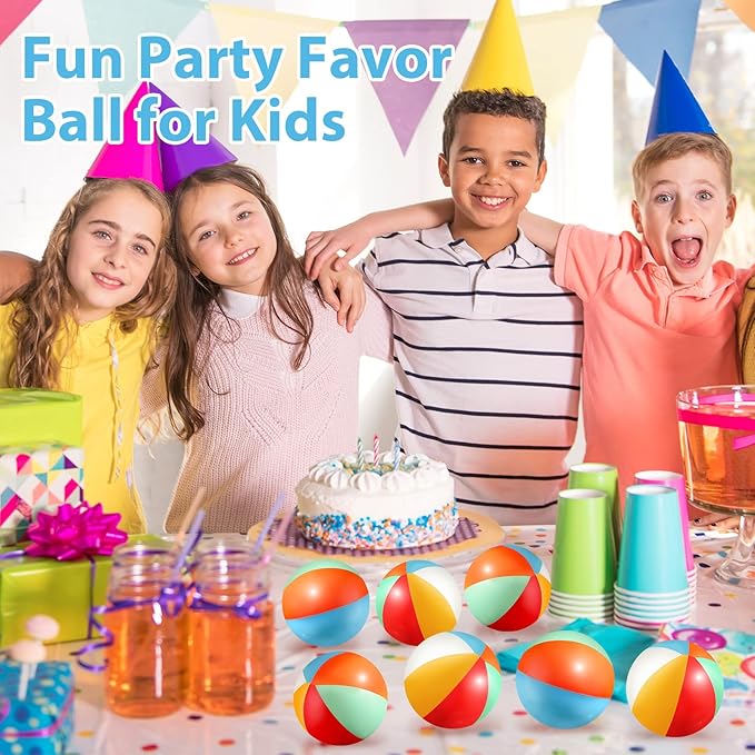 Hungdao 100 Pcs Mini Beach Stress Balls Bulk 2.5" Rainbow Squeeze Small Relief Stress Beach Balls Toys Bulk with Storage Bag for Summer Pool Water Games Hawaiian Birthday Party Favors(Fresh Colors)