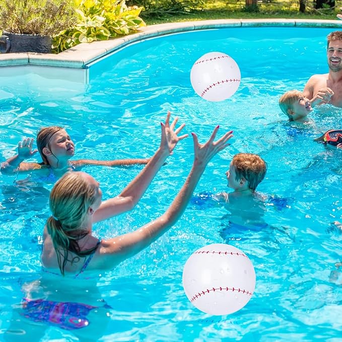 30 Pieces Inflatable Baseball Beach Balls, 8 Inch PVC Blow Up Beach Ball Bulk for Summer Pool Float Party, Sports Themed Decorations, Beach Games, Birthday Party Favors, Easy to Inflate