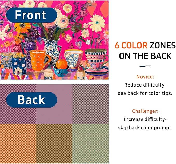Puzzles for Adults 1000 Pieces - Flowers Art: Difficult Challenging Unique Jigsaw Puzzle for Adults, Gift for Women, 6-Color-Zone on Back Puzzles
