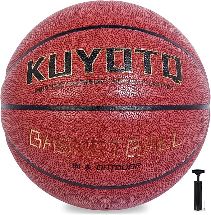 KUYOTQ Kids Youth Adult Size 3/4/5/6/7 (22/25.5/27.5/28.5/29.5") Basketball Premium Rubber or Faux Leather Basketball Indoor Outdoor Basketball for Boys Girls Womens Mens Basketball Gifts (Deflated)