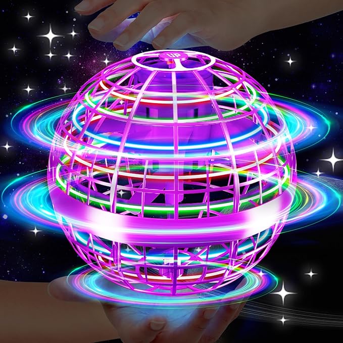 Flying Orb Ball Toy,2026 Upgraded Parachute LED,Magic Hand Controlled Mini Gravity Ball,Cosmic Globe Boomerang,Cool Christmas Birthday Gift for 6 7 8 9 10+ Year Old Girls-Bright Purple