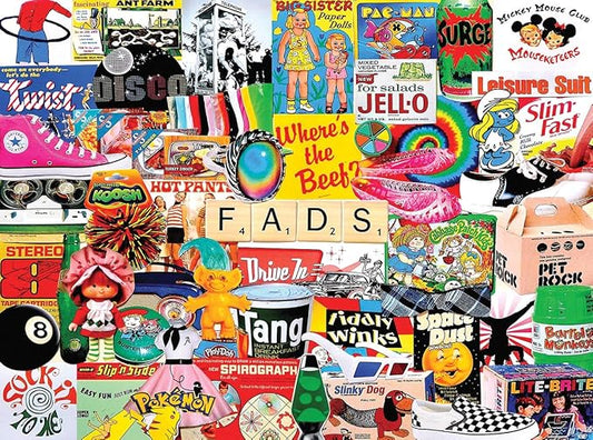 White Mountain 1000 Piece Jigsaw Puzzle Retro Pop Culture Collage Puzzles with Large Pieces for Adults and Family 24"x30" – Fads