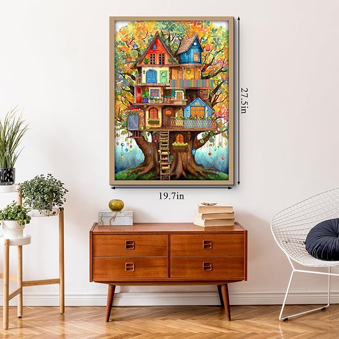 Tree House Puzzles for Adults 1000 Pieces, Fantasy Tree of Life Jigsaw Puzzles, Plant Challenging Hard Puzzles as Nature Decor
