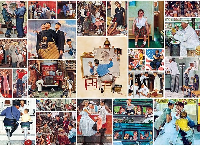 MasterPieces 1000 Piece Jigsaw Puzzle for Adults, Family, Or Youth - Rockwell Collage - 19.25"x26.75"