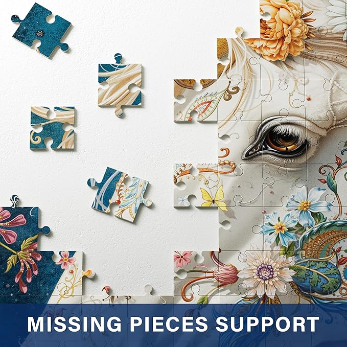 Divine Bloom Steed 1000-Piece Jigsaw Puzzle for Adults –Challenging Enchanted Unicorn with Flower Mane Art, Premium Matte Finish, 27.56 x 19.68 Inches, Perfect for Game Nights