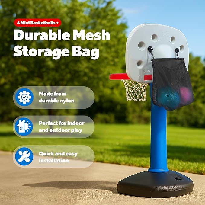 GALVANOX Mini Rubber Basketballs with Pump (7" Inch) Includes Mesh Storage Bag Designed for Little Tikes Basketball Hoop