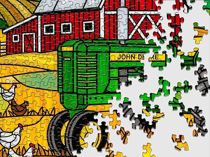 Springbok Stained Glass Farm 500 Piece Jigsaw Puzzle for Adults & Family - Colorful Farm Animals Art, Stained Glass Style Scene - Unique Cut Pieces - Made in USA