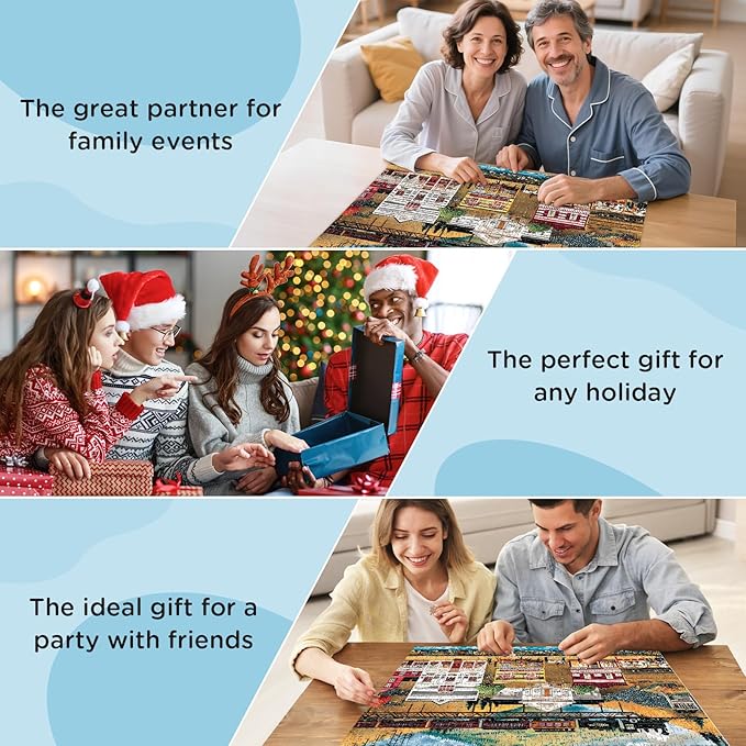 500 Pieces Puzzle for Adults, Retro Train Jigsaw Puzzles for Adult, Countryside Town Jigsaw Puzzle 500 Pieces for Adults Seniors, Challenging Game Home Decor Birthday Gift Toy 20.5 * 15 in