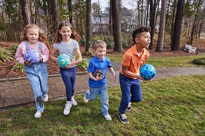 Crocodile Creek Playground Ball - Durable Rubber Ball for Kids Ages 3 and Up - Bouncy Inflatable Ball for Kickball, Indoor Games, and Outdoor Sports - PVC-Free - Rainbow Dreams - 7-inch Diameter