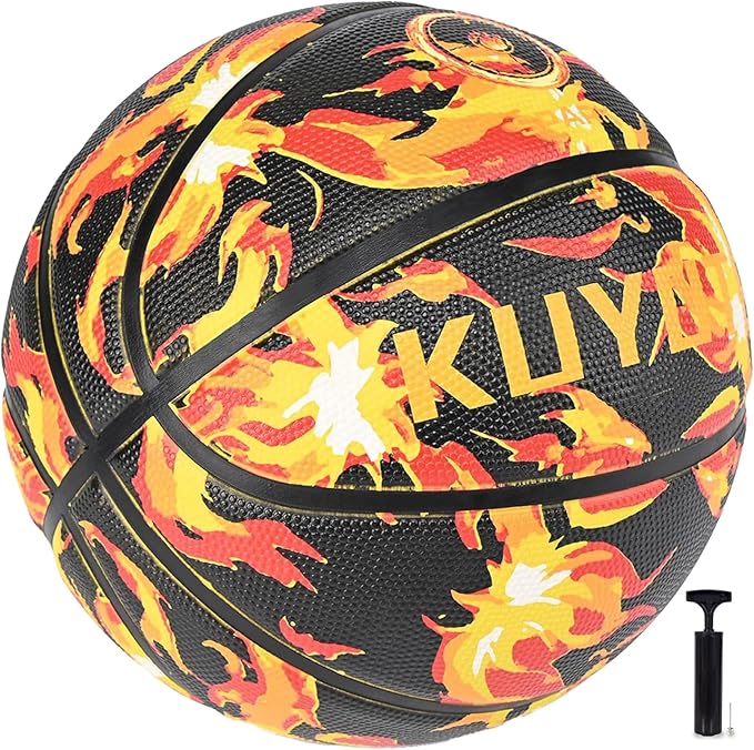KUYOTQ Kids Youth Adult Size 3/4/5/6/7 (22/25.5/27.5/28.5/29.5") Basketball Premium Rubber or Faux Leather Basketball Indoor Outdoor Basketball for Boys Girls Womens Mens Basketball Gifts (Deflated)