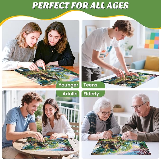 500 Pieces Puzzle for Adults,Waterside Cottage Puzzle,Recycled Cardboard Peaceful Pond Puzzles 500 Pieces,Challenging Game Home Decor Birthday Party Gift for Adults Seniors 20.5 * 15 in