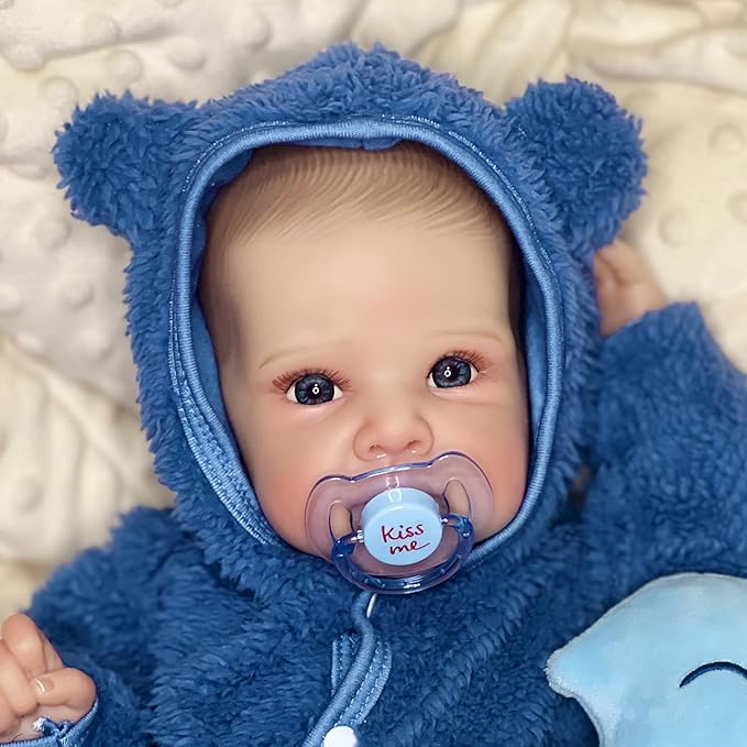 Reborn Baby Doll Accessories Boy,Magnetic Pacifier Set for Reborn Dolls Boy,-Blue 3-Piece,Realistic Newborn Baby Accessories for Kids Gift.