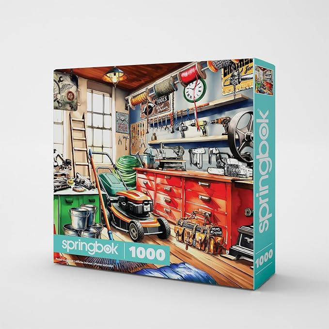 Springbok Tool Man's Garage 1000 Piece Puzzle for Adults - Colorful Garage Filled with a Handyman's Gear