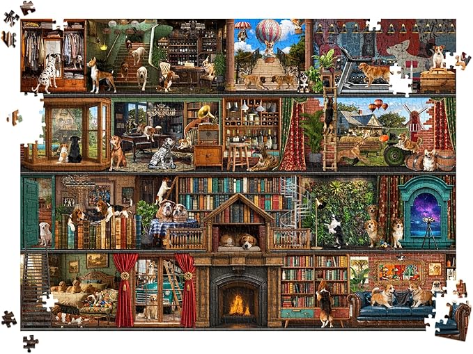 HUADADA Puzzles for Adults 1000 Pieces,Dog Theater Difficult Puzzles for Adults,1000 Piece Puzzle for Adults ‌Family Interactive Game Gift