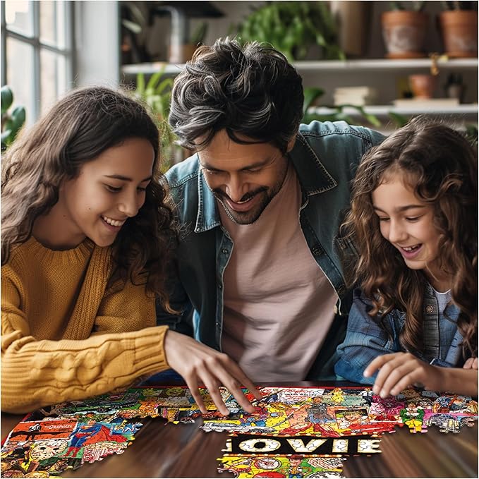 White Mountain 1000 Piece Jigsaw Puzzle Retro Collage Puzzles with Large Pieces Gift for Adults and Family 24"x30" - Movies