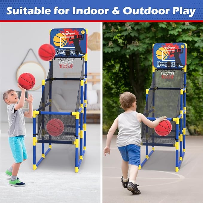 EagleStone Kids Basketball Hoop Arcade Game W/Electronic Scoreboard Cheer Sound, Basketball Hoop Indoor Outdoor W/4 Balls, Basketball Game Toys Gifts for Kids 3-6 5-7 8-12 Toddlers Boys Girls