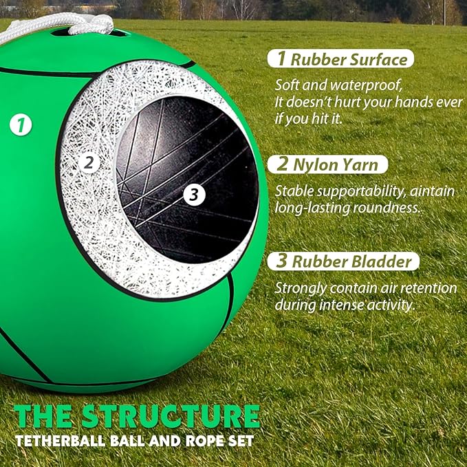 Shappy Tetherball Soft Tether Balls and Rope Set Game Replacement Tetherball Set Rubber Tether Ball Equipment for Kids Adults Indoor Outdoor Playground Yard Backyard Play