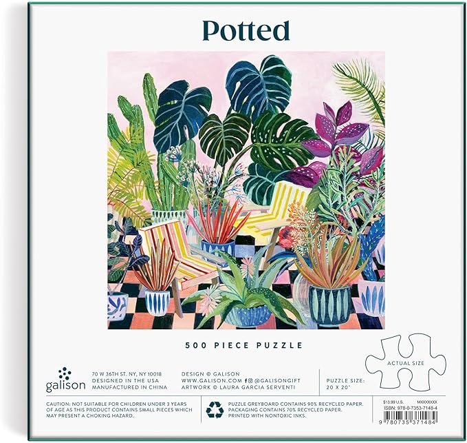 Galison Potted 500 Piece Puzzle from Galison - Fun and Challenging 500 Piece Puzzle, Colorful Botanical Illustrations, Thick and Sturdy Pieces, Idea