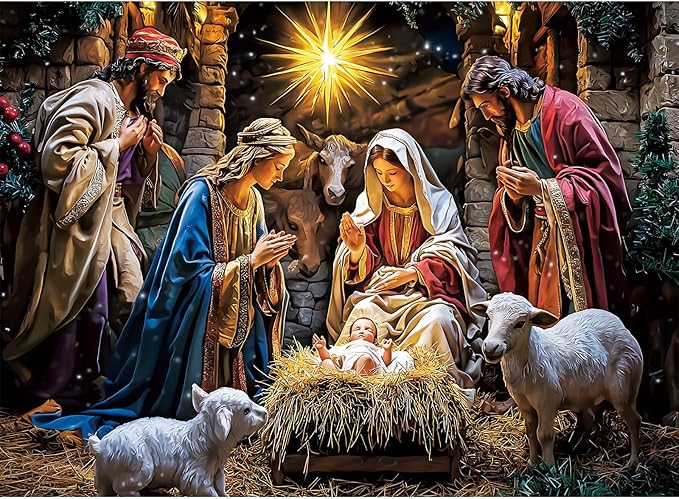 500 Piece Puzzle for Adults,Holiday Christ is Born Puzzles for Adults Elderly,Recycled Cardboard Nativity Puzzles 500 Piece,Challenging Family Game Great Gift for Family Friends,20.5 x 15 in