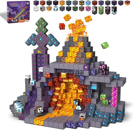 200PCS Magnetic Building Blocks for Kids, STEM Educational Magnet Stacking Toys for Age 3-5 4-8 8-12, Sensory Play Montessori Toys for Boys and Girls, Creative Construction Gift Ideas for Children