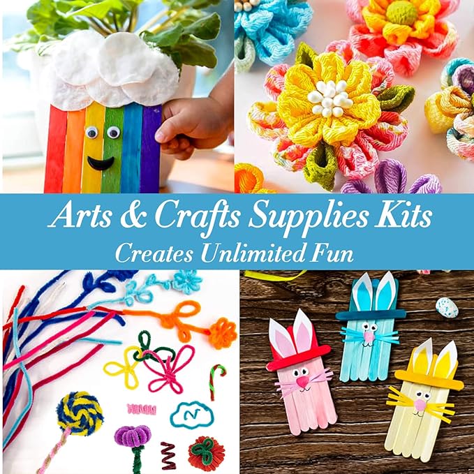 RAINFLOW 1700+ Arts & Crafts Supplies - Craft Kit,Supplies & Materials Set for School,Classroom,Family, Party, DIY, Art Creation, Holiday Decoration