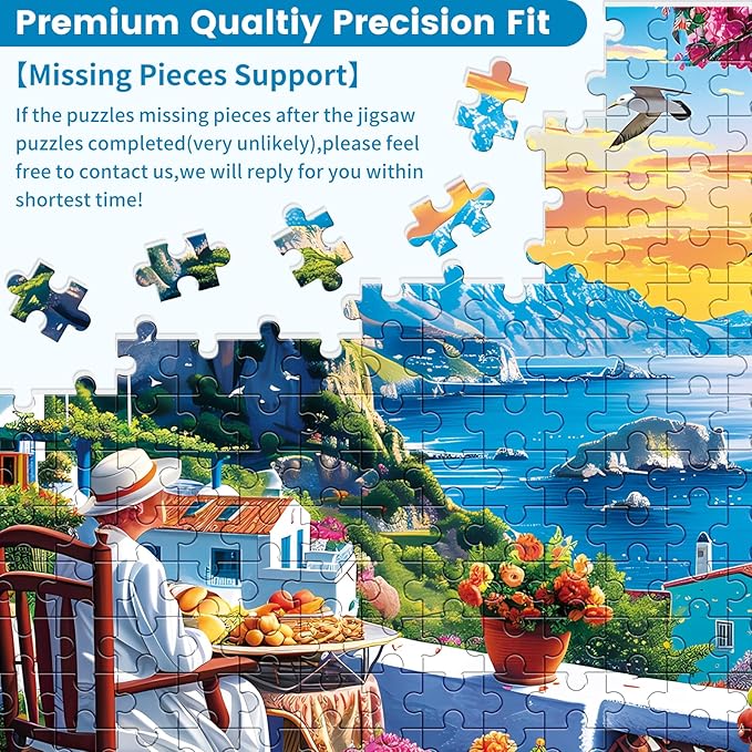 500 Piece Puzzles for Adults, seafront Jigsaw Puzzle, Nature Landscape Jigsaw Puzzle, Creative Games and Holiday Party Gifts, Fun and Challenging Family Games 20.5×15 in