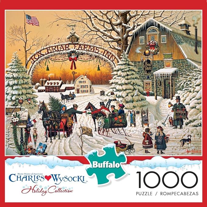 Buffalo Games – A Christmas Greeting - Charles Wysocki - 1000 Piece Holiday Jigsaw Puzzle  Colorful Puzzle for Adults – Precision-Cut, Beautiful, Winter Artwork, and Hours of Festive Fun