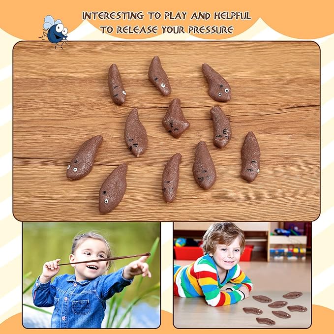 Jerify 24 Pieces Funny Stretchy Poop Finger Slingshot Toys Poop Rubber Ornament Prank Fingers Slingshot Fake Toys for Flying Game Party Favor Halloween April Fools' Day Birthday Gift