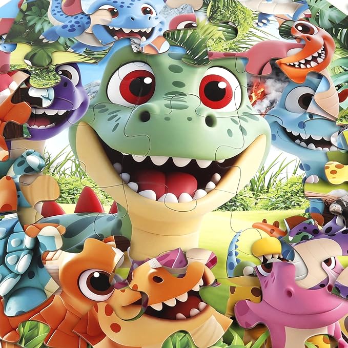 Jumbo Floor Puzzle for Kids Ages 4-6,48 Piece Cartoon Dinosaur Large Jigsaw Puzzles,Learning Toys for Toddlers Ages 3-5,Children Homeschool Educational Easter Gift for Boy Girl Ages 4-8